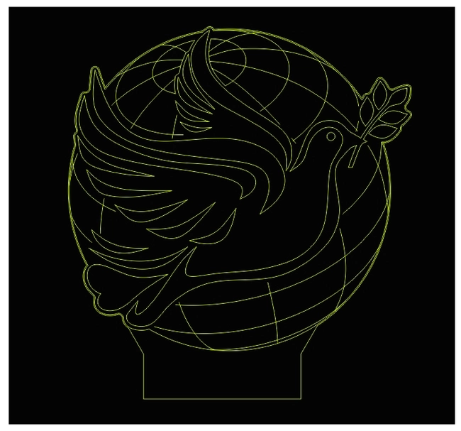 3d illusion light bird wing peace E0003874 file cdr and dxf free vector download for print or laser engraving machines