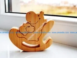 Hippo lulls the baby to sleep lasercut