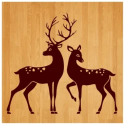 Couple of deer stars E0003943 file cdr and dxf free vector download for print or laser engraving machines