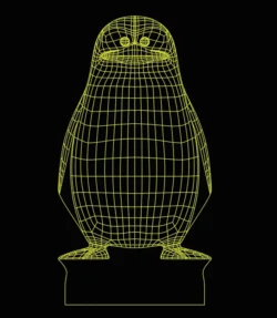 3d illusion light penguin figure E0003873 file cdr and dxf free vector download for print or laser engraving machines