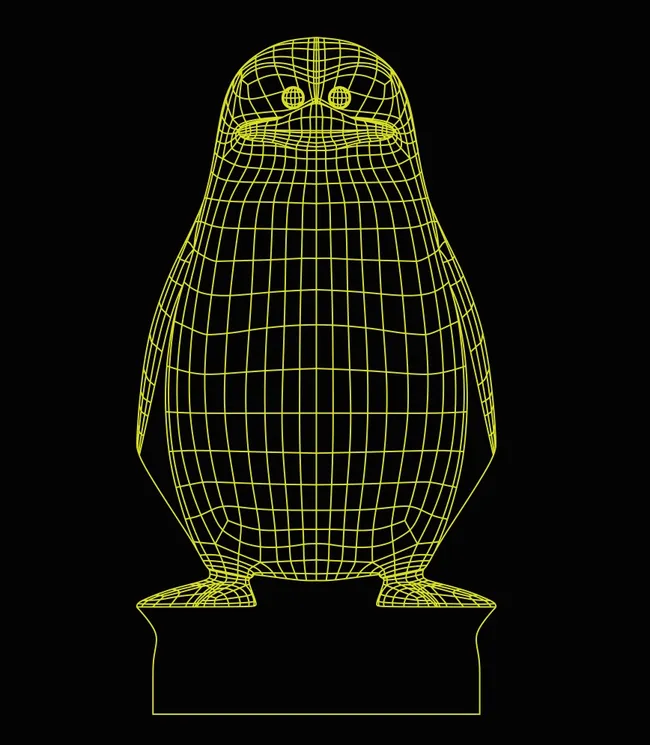 3d illusion light penguin figure E0003873 file cdr and dxf free vector download for print or laser engraving machines