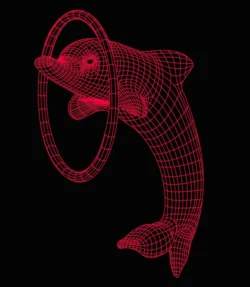 3d illusion lights dolphin shape E0003603 file cdr and dxf free vector download for print or laser engraving machines