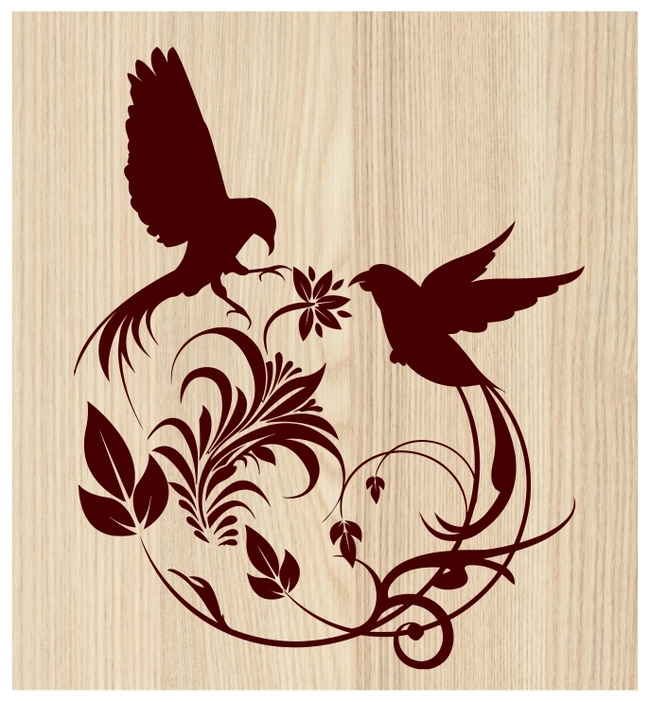 Two birds of paradise E0003605 file cdr and dxf free vector download for print or laser engraving machines