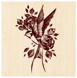 Birds and flowers E0004441 file cdr and dxf free vector download for print or laser engraving machines