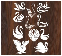 Swans silhouette E0004538 file cdr and dxf free vector download for print or laser engraving machines