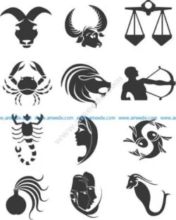 12 zodiac vector pattern