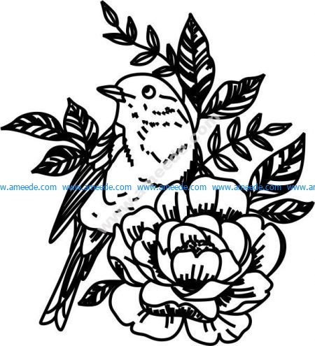 Floral pattern and laser engraving birds