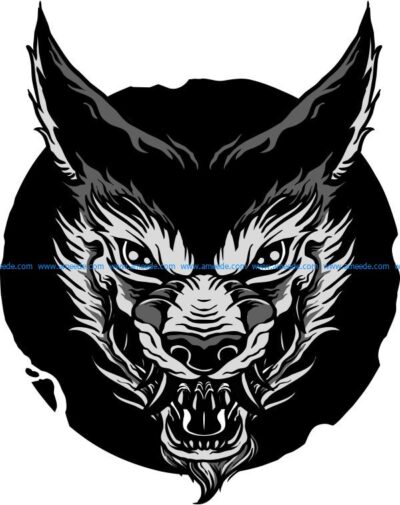 Image printed angry wolf