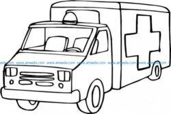 drawing of an ambulance at a hospital