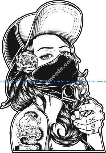girl with gun vector art – Free Download Vector Files