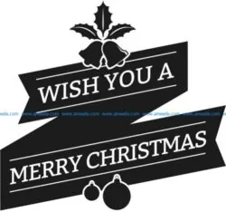 Wish you are merry christmas banner file cdr and dxf free vector download for print or laser engraving machines