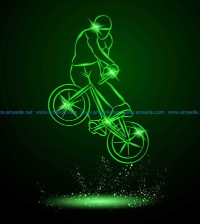 3D illusion led lamp Bicycle show file cdr and dxf free vector download for laser engraving machines