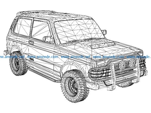 3D illusion led lamp Lada Niva free vector download for laser
