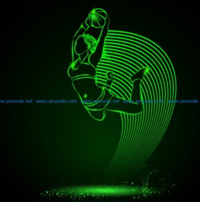 3D illusion led lamp basketball girl file cdr and dxf free vector download for laser engraving machines