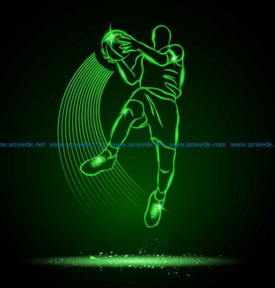 3D illusion led lamp basketball player with ball file cdr and dxf free vector download for laser engraving machines