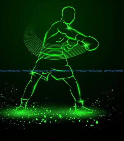 3D illusion led lamp boxer player with ball free vector download for laser engraving machines