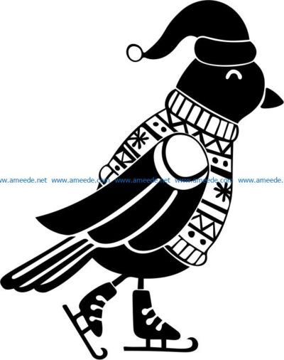 Birds with ski shoes file cdr and dxf free vector download for print or laser engraving machines