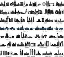 City and country symbols  file cdr and dxf free vector download for print or laser engraving machines