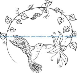 Hummingbirds suck nectar  file cdr and dxf free vector download for print or laser engraving machines