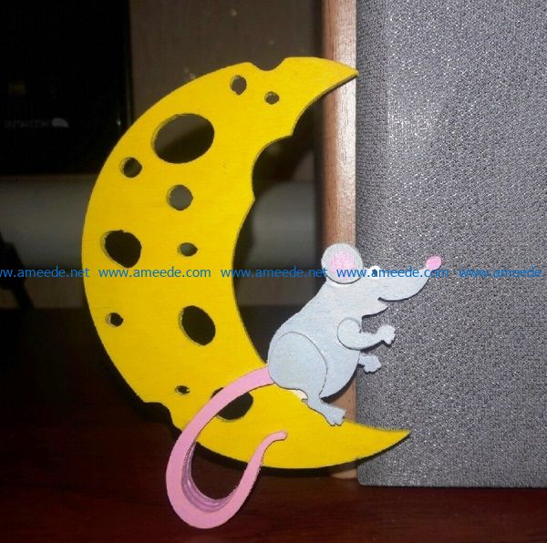 Mouse and piece of cheese file cdr and dxf free vector download for Laser cut