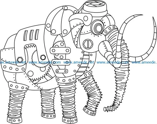 Steampunk elephants file cdr and dxf free vector download for print or laser engraving machines