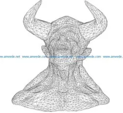 3D illusion led lamp Buffalo head free vector download for laser engraving machines