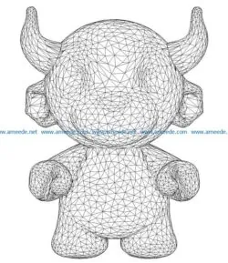 3D illusion led lamp baby buffalo free vector download for laser engraving machines