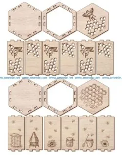 Honeycomb box file cdr and dxf free vector download for Laser cut