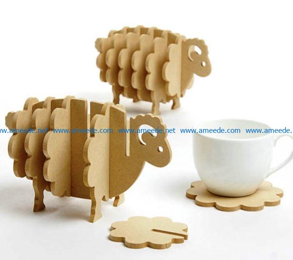 Lamb coasters file cdr and dxf free vector download for Laser cut CNC