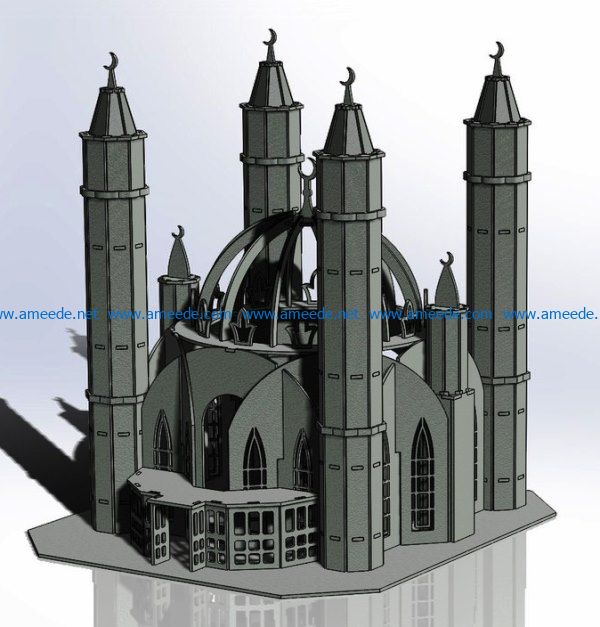 Mosque file cdr and dxf free vector download for Laser cut