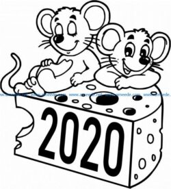 Mouse and piece of cheese file cdr and dxf free vector download for print or laser engraving machines