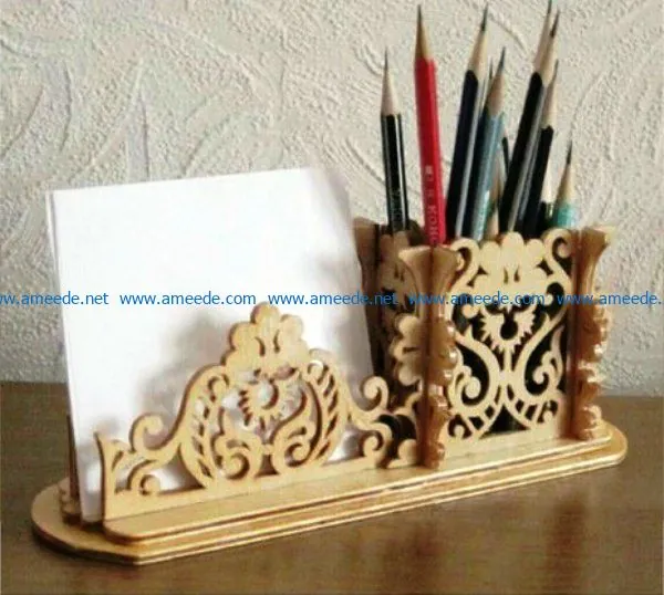 Pencil and paper holder file cdr and dxf free vector download for Laser cut