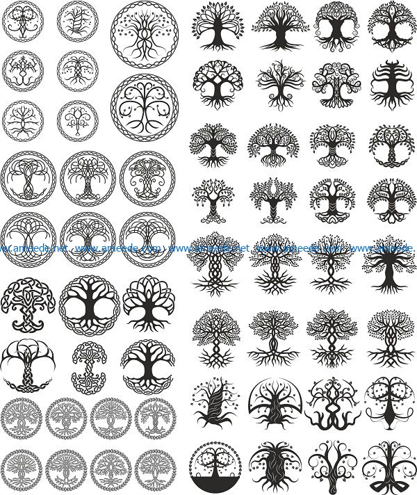 celtic trees pack file cdr and dxf free vector download for print or ...