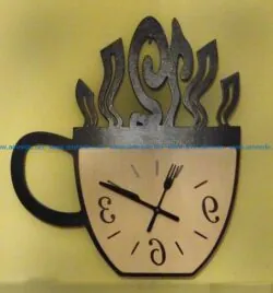 clock coffee cup file cdr and dxf free vector download for Laser cut