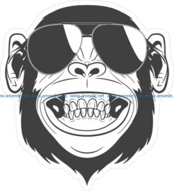 orangutan sticker file cdr and dxf free vector download for print or laser engraving machines