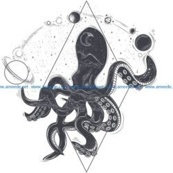 space octopus file cdr and dxf free vector download for print or laser engraving machines