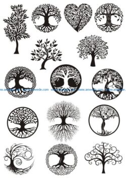 trees siluet file cdr and dxf free vector download for print or laser ...