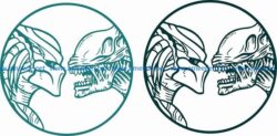 two demon faces touching file cdr and dxf free vector download for print or laser engraving machines