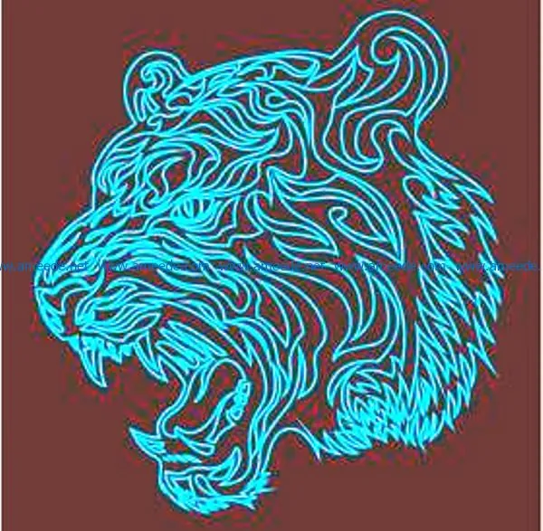 3D illusion led lamp tiger free vector download for laser engraving machines