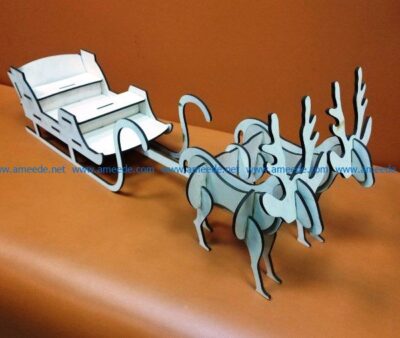 Deer and sleigh file cdr and dxf free vector download for Laser cut