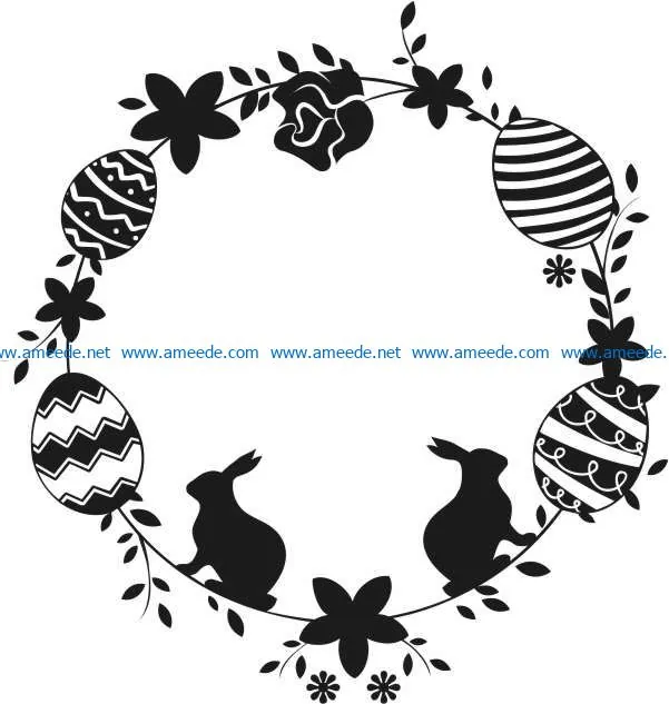 Easter wreath with rabbits file cdr and dxf free vector download for Laser cut Plasma