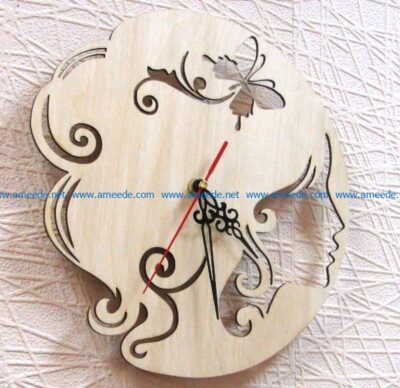 Girl clock file cdr and dxf free vector download for Laser cut