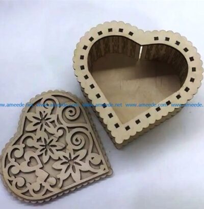 Heart shaped gift box file cdr and dxf free vector download for Laser cut