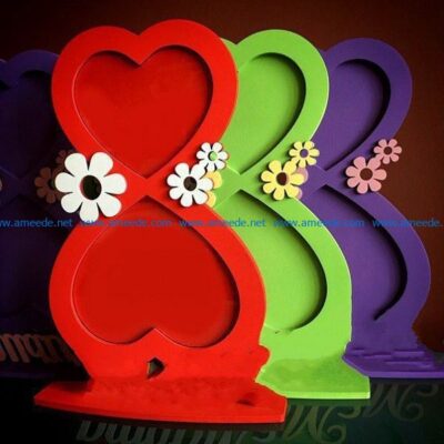 March frame with hearts daisies file cdr and dxf free vector download for Laser cut