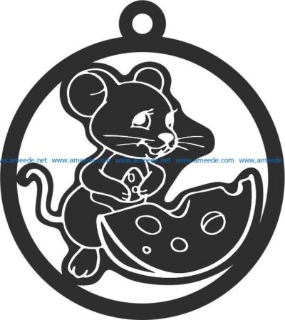 New Year 2020 toy mouse with piece of cheese free vector download for Laser cut