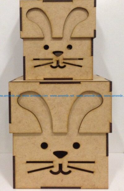 Rabbit box file cdr and dxf free vector download for Laser cut