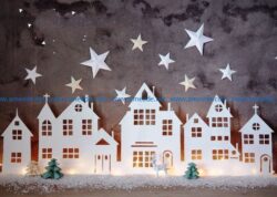 Winter village file cdr and dxf free vector download for Laser cut