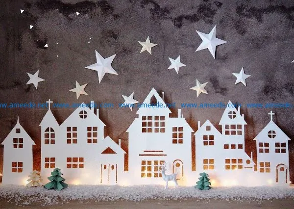 Winter village file cdr and dxf free vector download for Laser cut