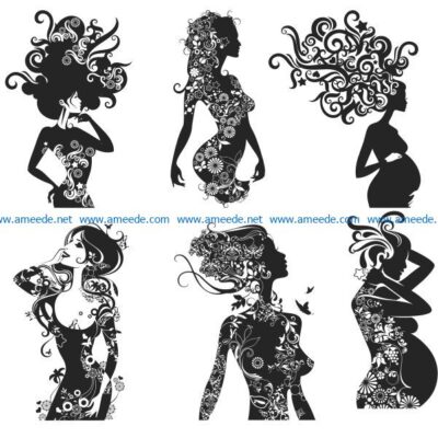 Woman silhouettes file cdr and dxf free vector download for laser engraving machines