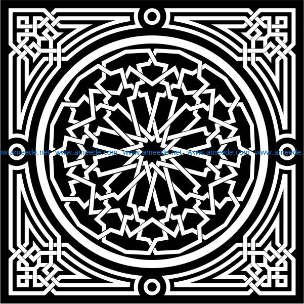 Decorative Arabic squares file cdr and dxf free vector download for Laser cut